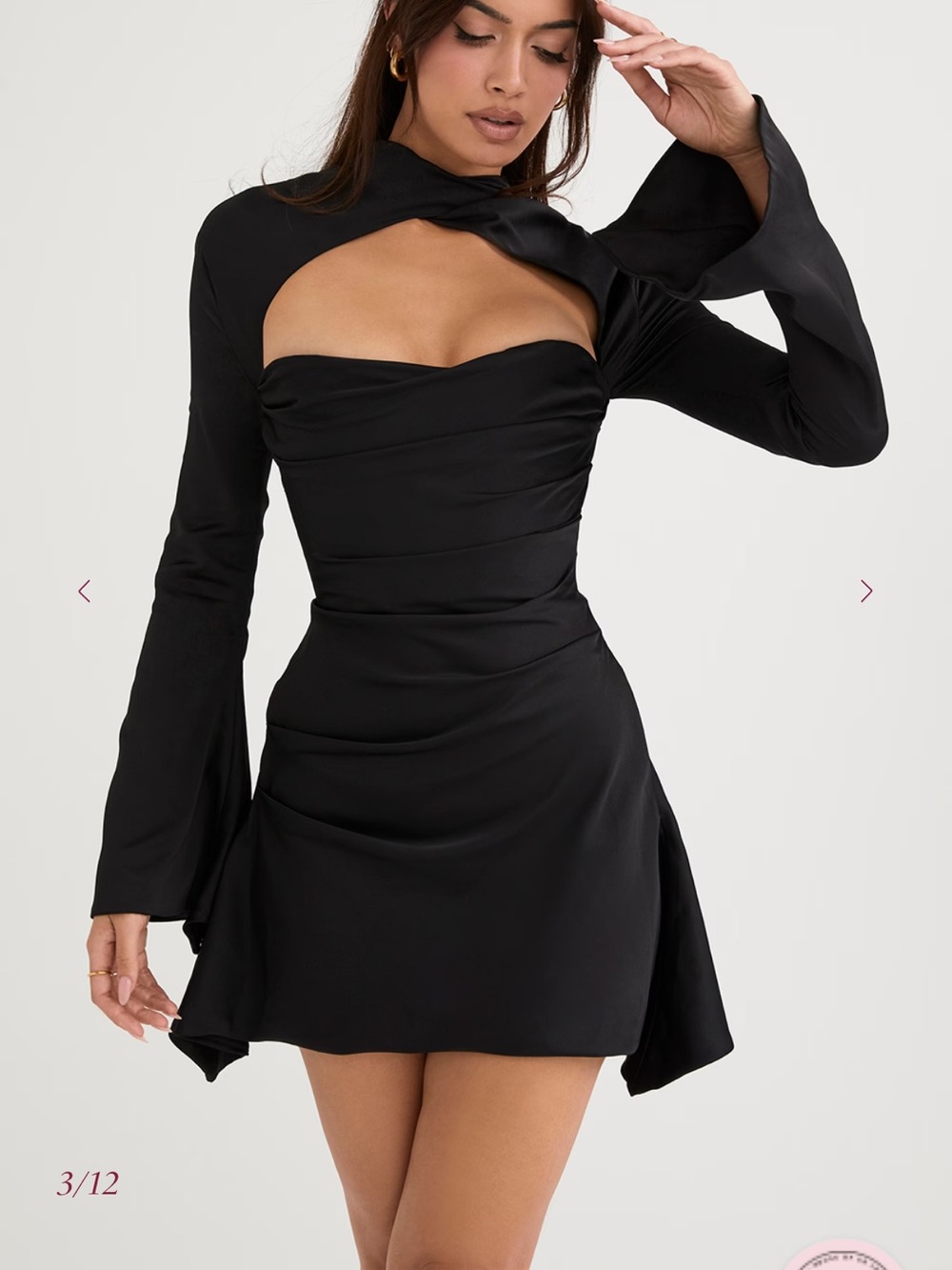 House of CB Black Cutout Long-Sleeve Mini Dress